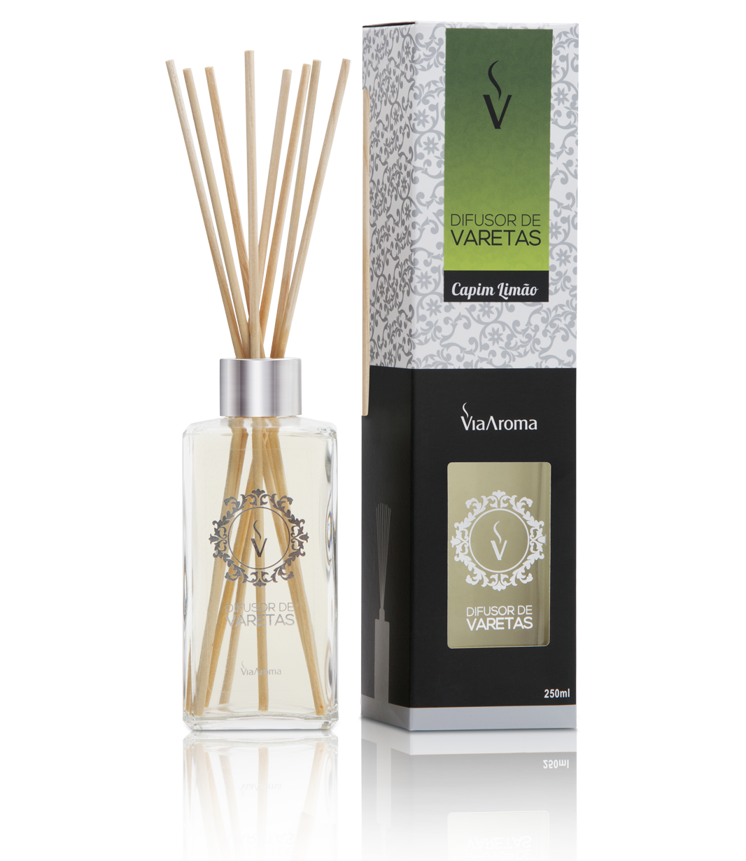 Difusor Ambiente Via Aroma Aromatizador Vareta Stick 250ml Capim Limao Angulo